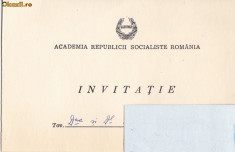 Invitatie Academia RSR - 1972 foto