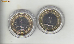 bnk mnd turkmenistan 1 manat 2010 unc , bimetal foto