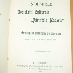 Statut- Soc. Culturale-&quot;Parintele Macarie &quot;--1911