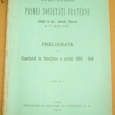 Statut- Primei Soc. Fraterne, Iasi, Pacurari-1903