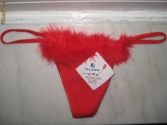 Chilotei Bikini Tanga rosii cu PUF / BLANA BLANITA, NOI !!! foto