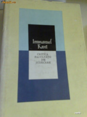 Immanuel Kant ~ Critica facultatii de judecare foto