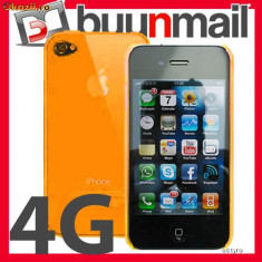 HUSA iPHONE 4 4G - PLASTIC FLEXIBIL - ORANGE foto