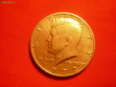 1/2 Dolar 1972 SUA ,lit.D ,aproape NC ,metal alb ,d=3cm. foto