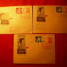3 Plicuri- Olimpiada Innsbruck 1964 ,cu stamp.speciale URSS
