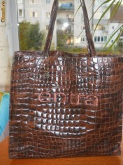 Geanta ENTRA maro-Croc-effect foto