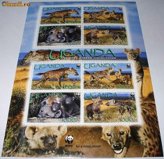 UGANDA 2008 - WWF- HIENE -MINISHEET 2 SERII - NEUZATE foto
