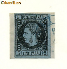 RO-02=ROMANIA 1866-Carol I cu favoriti 5 parale stampilat !!!Semnat Dumitru Kiriac foto