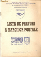 Lista de preturi a marcilor postale*1992 foto