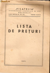 Lista de preturi a marcilor postale*1971 foto