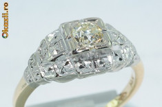 superb inel stil antic aur 14K cu diamant natural 0,32CT VS1 !!! foto