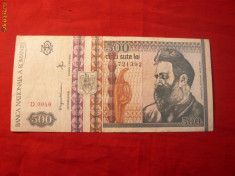 Bancnota 500 LEI ,1992 ,filigr. profil ,stare medie-buna foto