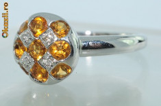 superb inel aur alb 14K cu citrine si diamante naturale 1.04CT foto