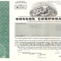 349 Actiuni -RONSON CORPORATION -seria RP 1153