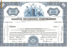 220 Actiuni SUA -Baldwin Securities Corporation -seria Y25881 foto