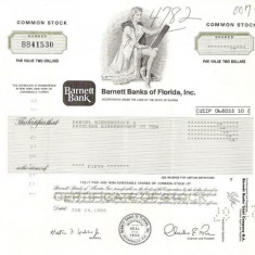 205 Actiuni SUA -Barnett Banks of Florida, Inc. -seria BB41530