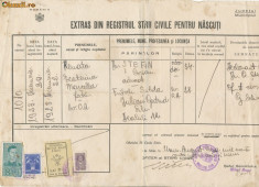 RFL 1941 ROMANIA document cu timbru local fiscal al orasului Sibiu si Mihai I foto