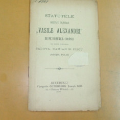 Statut Soc. culturala V. Alecsandri Sadova Dolj 1899