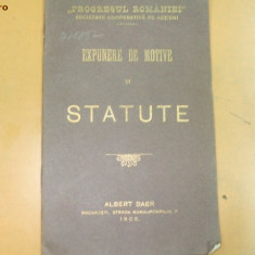 Statute Soc. ,,Progresul Romaniei&quot; Buc. 1909