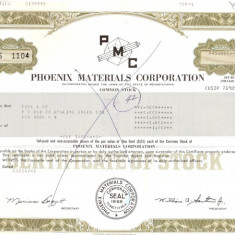 506 Actiuni -Phoenix Materials Corporation -seria S 1104