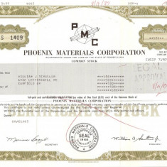 508 Actiuni -Phoenix Materials Corporation -seria S 1409