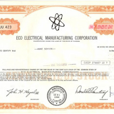 601 Actiuni -Eco Electrical Manufacturing Corporation -seria JU 423