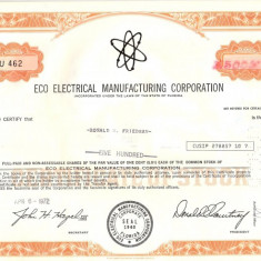 610 Actiuni -Eco Electrical Manufacturing Corporation -seria JU 462