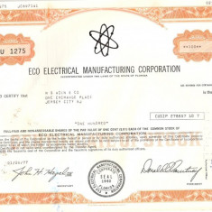 608 Actiuni -Eco Electrical Manufacturing Corporation -seria JU 1275