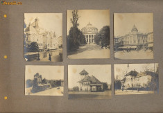 6 Foto Buc. vechi Ateneu, CEC, Minovici 9 x 7 cm 1906 foto