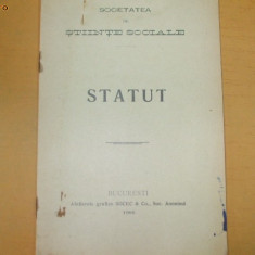 Statut Societatea stiinte sociale Bucuresti 1906