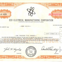 614 Actiuni -Eco Electrical Manufacturing Corporation -seria JU 426