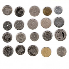 11 Lot interesant de monede si jetoane (fise, token)(20 bucati)