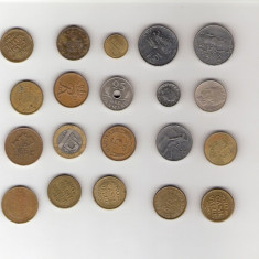 76 Lot interesant de monede si jetoane (fise, token)(20 bucati)