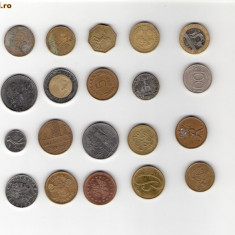 81 Lot interesant de monede si jetoane (fise, token)(20 bucati)