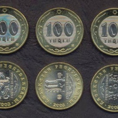 KAZAHSTAN █ SET COMPLET DE MONEDE █ 100 Tenge x 5 buc █ 2003-2005 █ UNC