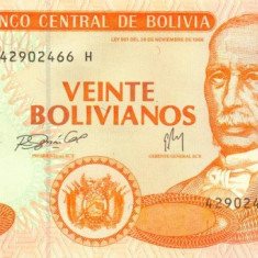 BOLIVIA █ bancnota █ 20 Bolivianos █ 1986 (2007) P-234 Serie H █ UNC necirculata