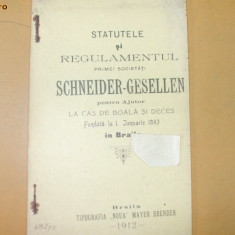 Statute Soc. ,,Schneider - Gesellen" Braila 1912