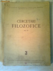 CERCETARI FILOZOFICE (3vol.)vol.II, vol. III partea I si vol. III partea a II-a+CADOU