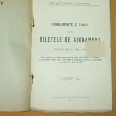 CFR Regulamente si tarife bilete abonament Buc. 1913