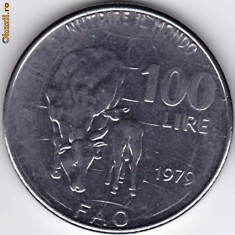 Italia FAO,100 Lire 1979,comemorativa,anul nutritiei foto