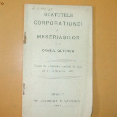 Statute Corporatie meseriasi Oltenita Giurgiu 1905