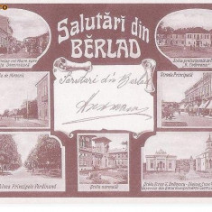 CP188-73 Colectia ,,Barladul de altadata" -Salutari din Berlad 1906 -(reprint) -carte postala necirculata