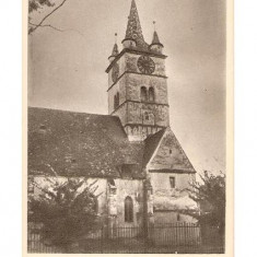 CP190-99 Sebes-Alba -Biserica evanghelica -RPR -sepia -carte postala scrisa 1958 (de la Alba Iulia la Ungurei), dar necirculata