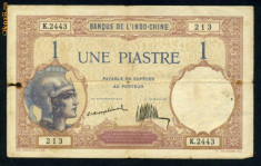 Indochina Franceza 1 piastru 1921 VF P48a foto