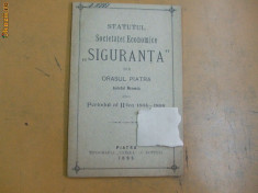 Statut Soc. economica ,,Siguranta&amp;quot; P. Neamt 1895 foto