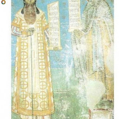 CP191-13 Biserica Voronet. Mitropolitul Rosca si Daniil Sihastrul -carte postala necirculata