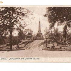 CP191-99 Braila.Monumentul din Gradina Publica -carte postala circulata 1919 -CENSURAT