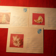 3 Plicuri Postale Ilustrate - Intreg -MINERALE -1976-1979