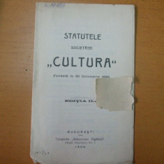 Statute Societatii ,,Cultura" Bucuresti 1909