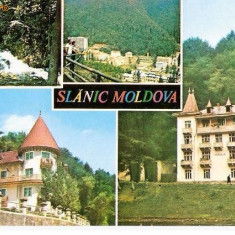 CP192-39 Slanic-Moldova: Cascada; Vedere; Vila ,,Pufu"; Vila ,,Camelia" -carte postala necirculata